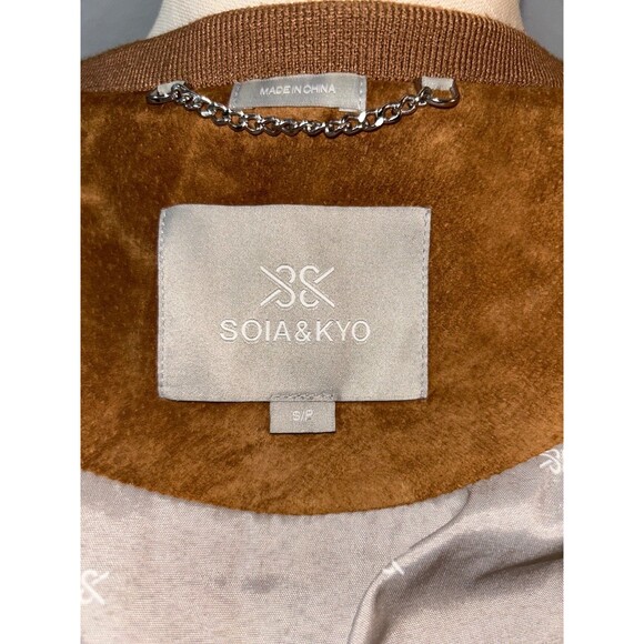 Soia & Kyo Women's Genuine Suede Jacket Size S Zip Up Knit Inset Quiet Luxury - Picture 8 of 10